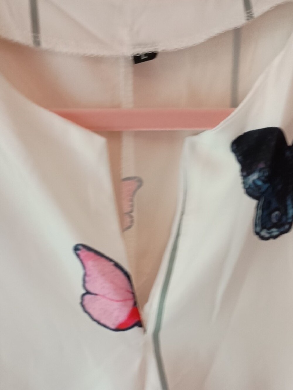 White Maxi Dress with Pink & Blue Butterfly Print, Sz L - Picture 3 of 4